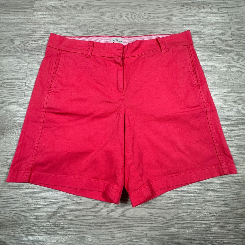 J.Crew Women Shorts Chino Mid‎ Rise Pink Size 8 Preppy Stretch Cotton Casual